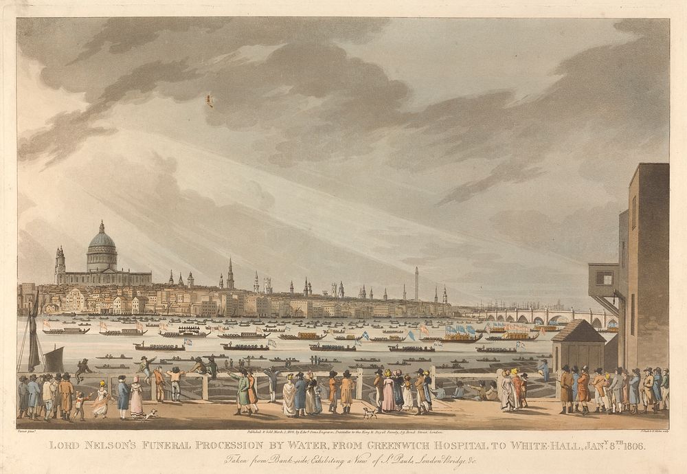 Lord Nelson's Funeral Procession by Water from Greenwich to White-Hall, January 8th, 1806