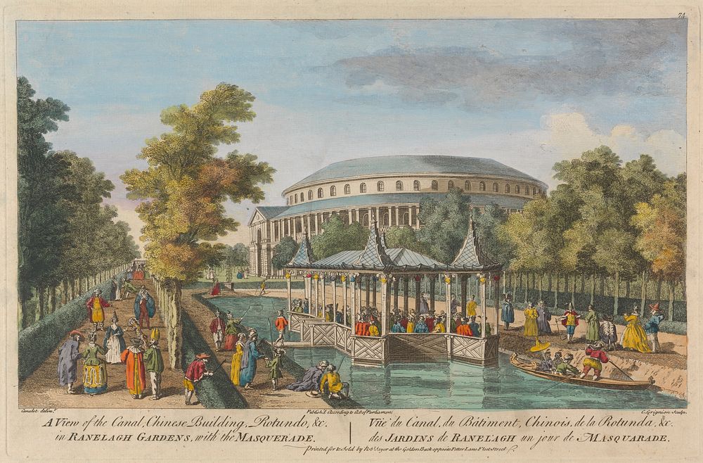 A View of the Canal, Chinese Building, Rotundo and Church in Ranelagh Gardens with the Masquerade