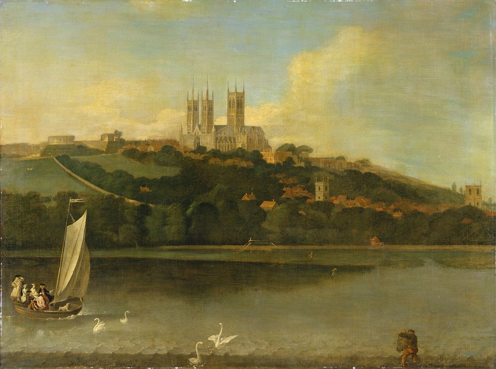 A View of the Cathedral and City of Lincoln from the River by Joseph Baker of Lincoln (formerly attributed to Samuel Scott)
