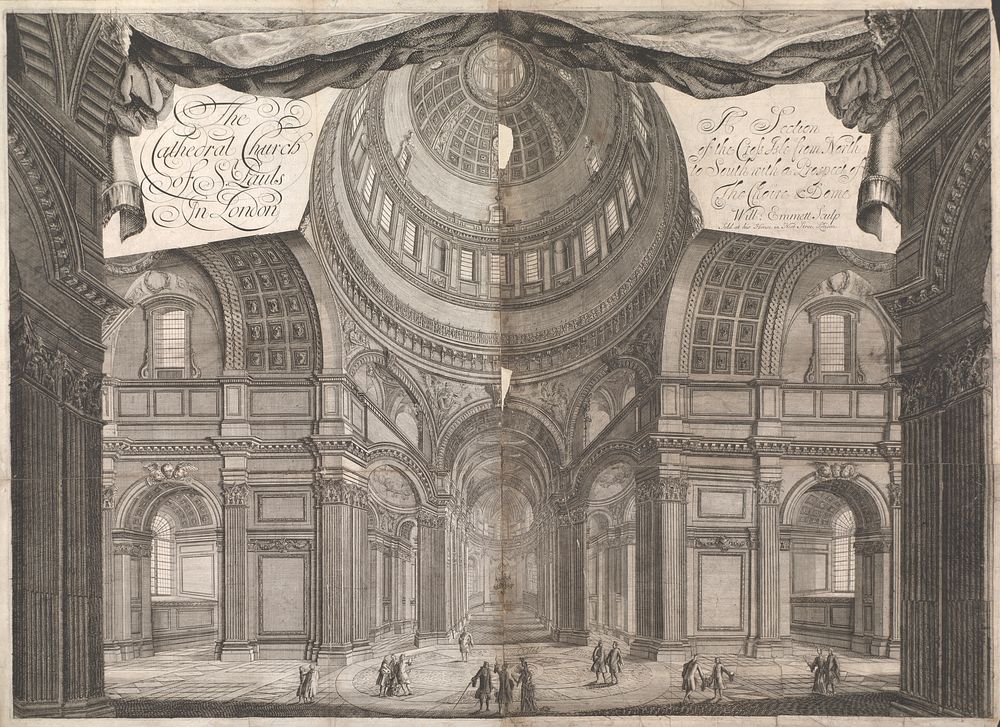 The Cathedral Church of St. Paul's in London: A Section of the Cross Isle from North to South with a Prospect of the Choir…