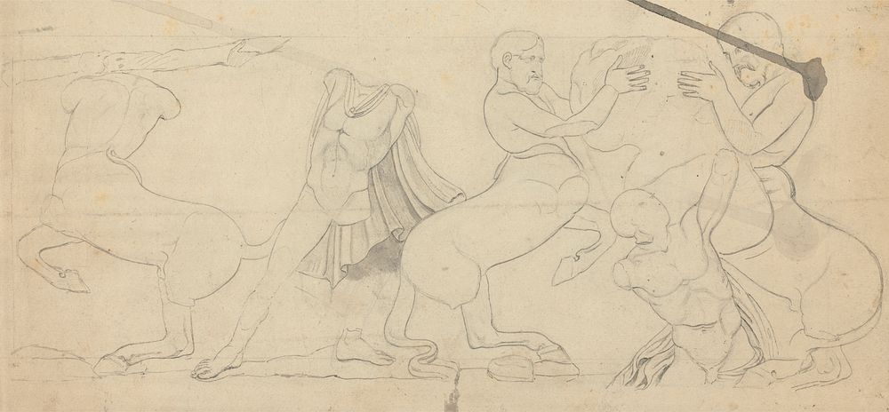 Sketch of Centaurs and Lapiths From a Frieze