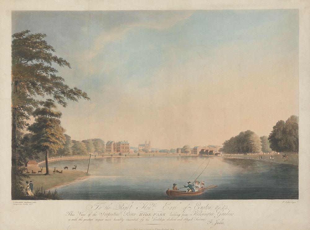 Hyde Park. View of the Serpentine River looking from Kensington Gardens