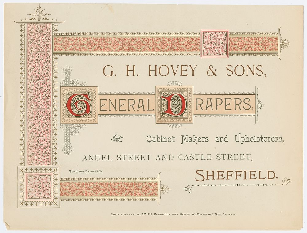 G. H. Hovey & Sons : general drapers, cabinet makers and upholsterers, Angel Street and Castle Street, Sheffield.