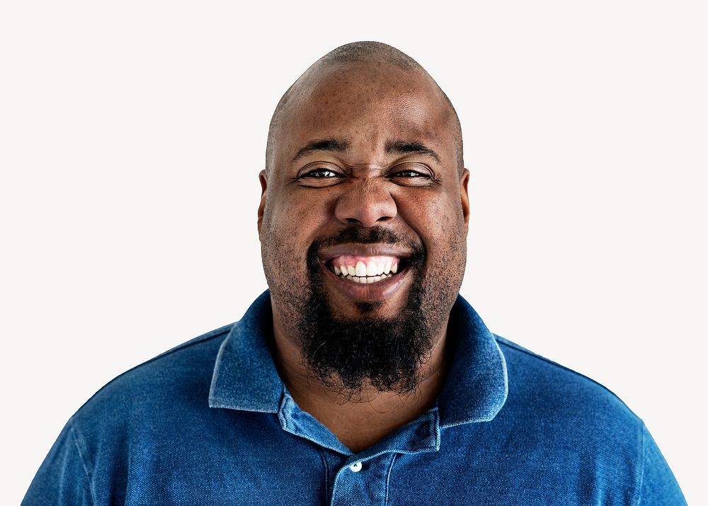 Smiling black bearded man isolated image