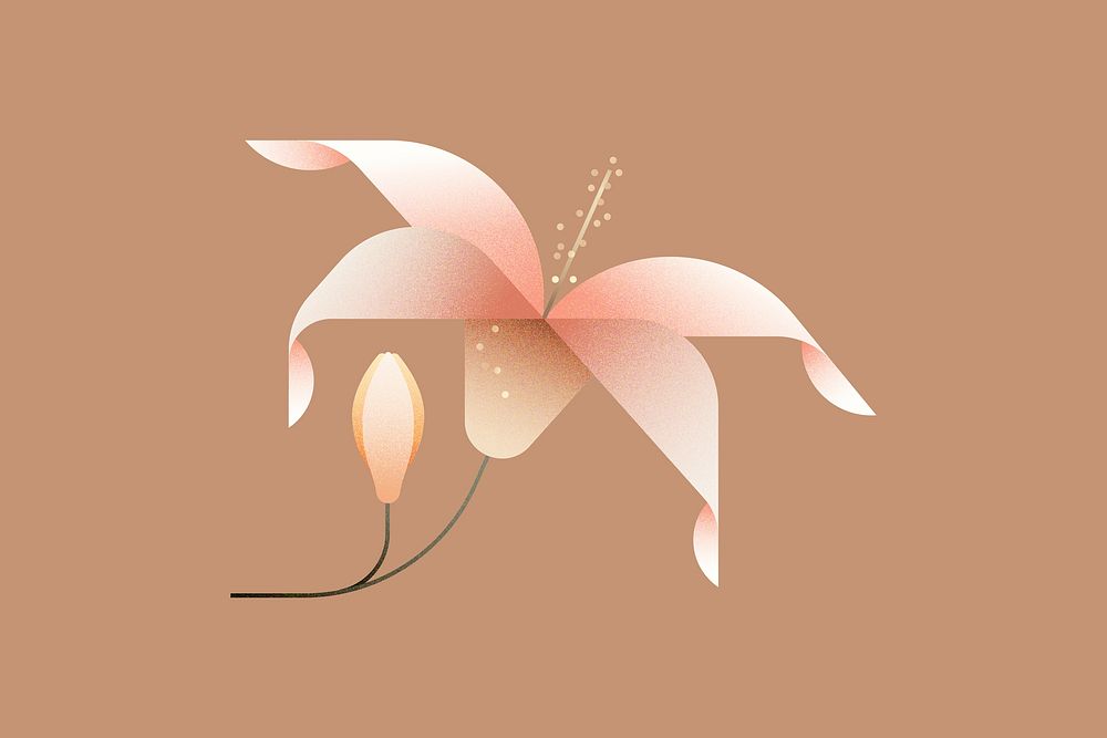 Pink geometric lily flower illustration vector