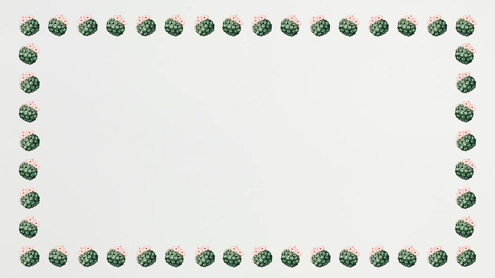 Cactus pattern border desktop wallpaper
