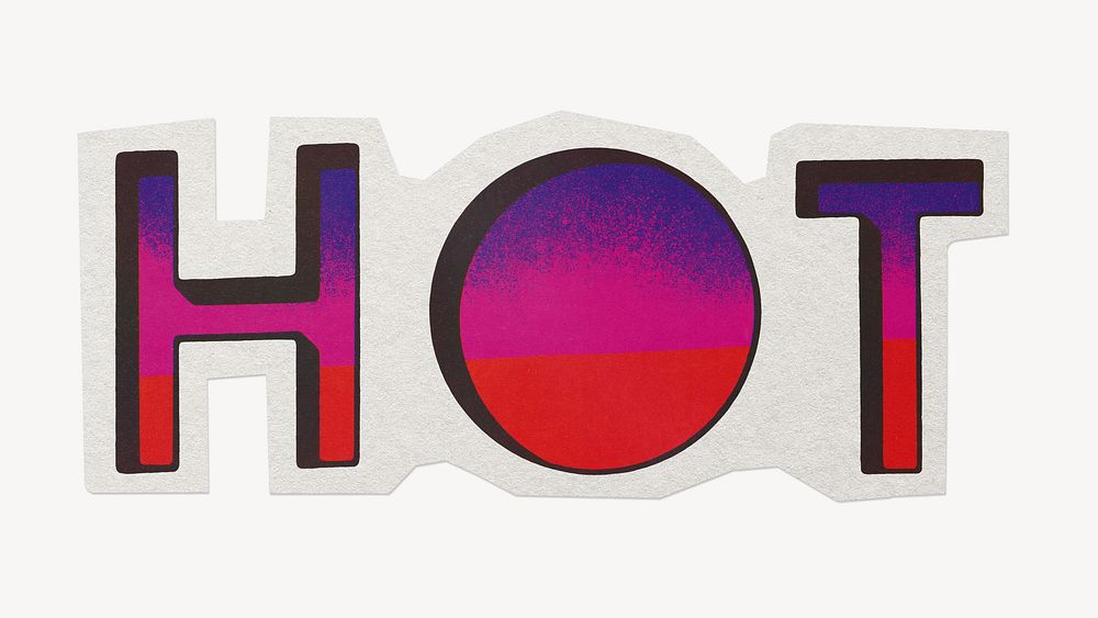 Hot word typography paper element with white border 