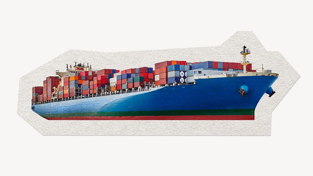 Cargo ship paper element with white border
