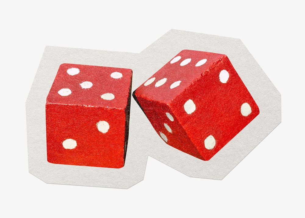 Red dice paper element with white border