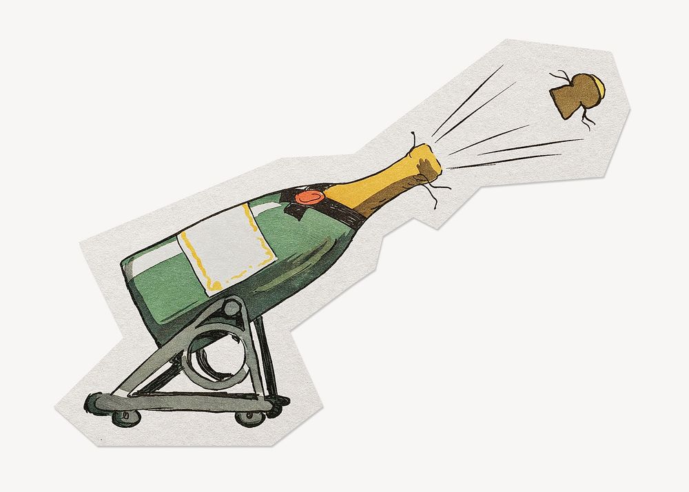 Wine bottle cannon paper element  white border