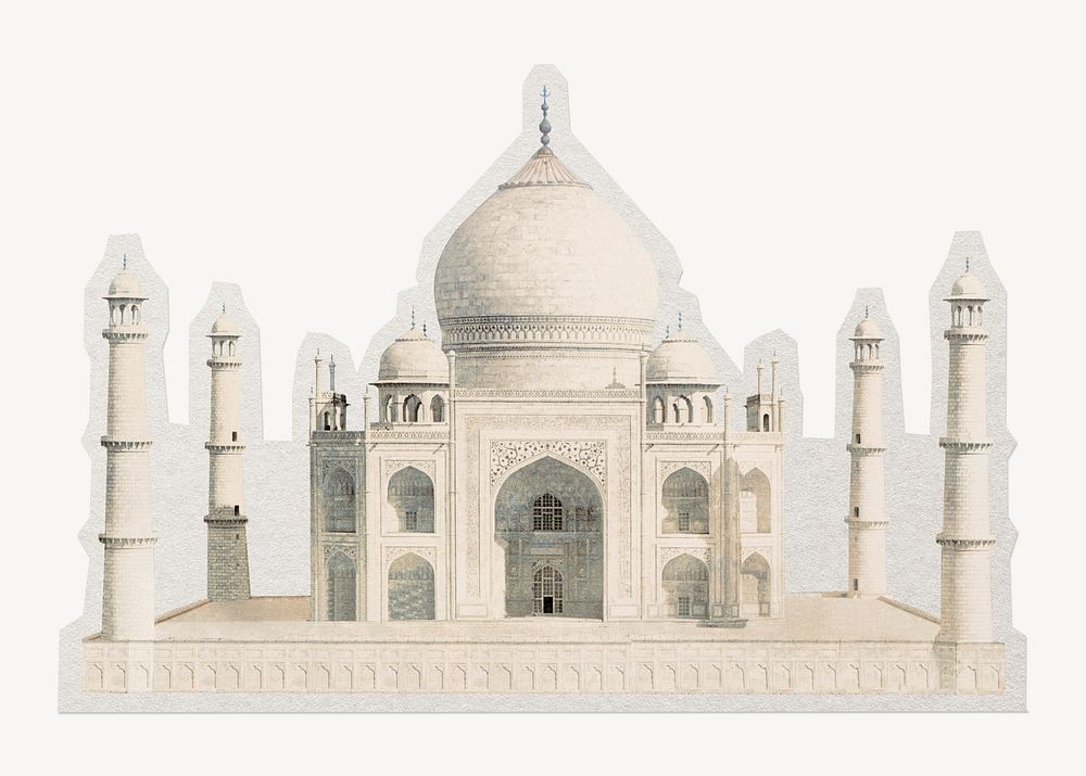 Taj Mahal building paper element with white border 