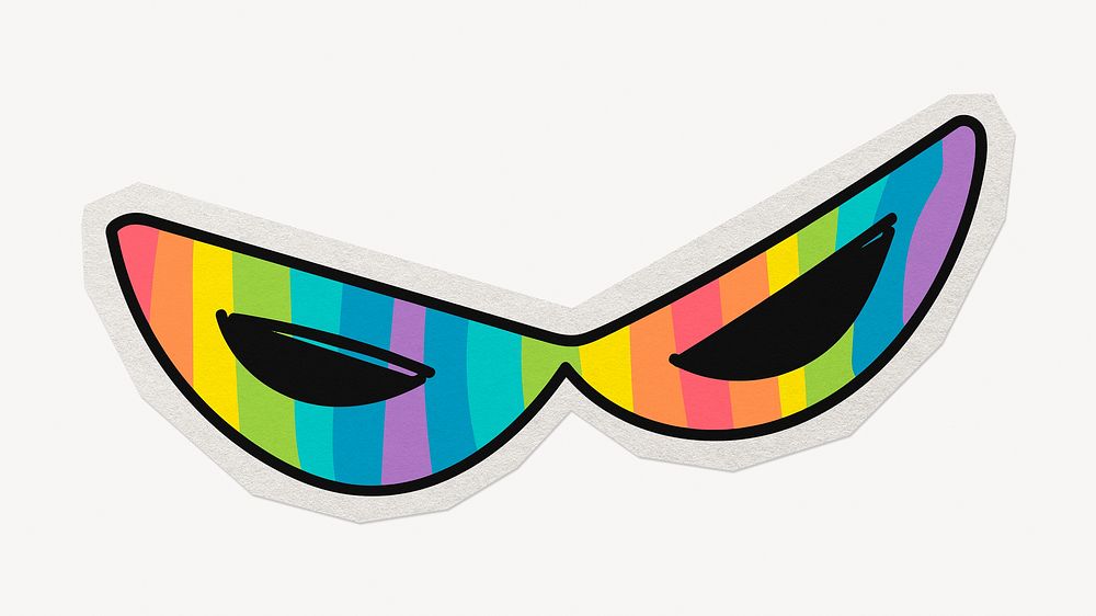 Fancy rainbow mask  paper element with white border
