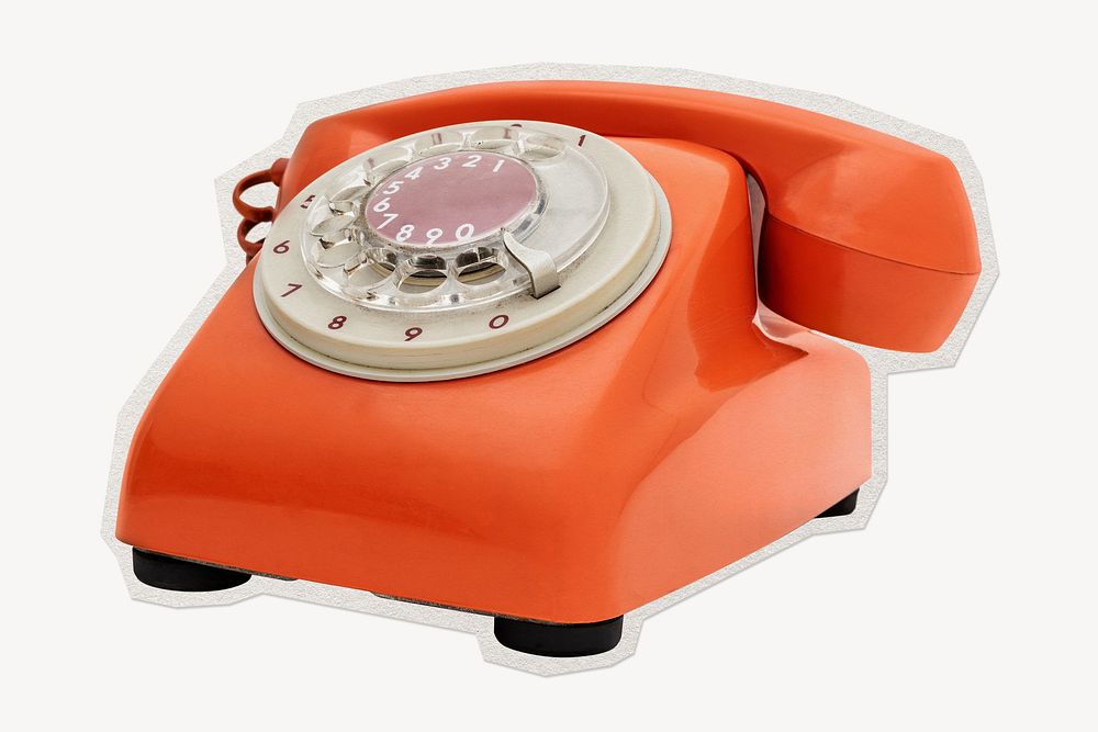 Vintage orange telephone paper element with white border