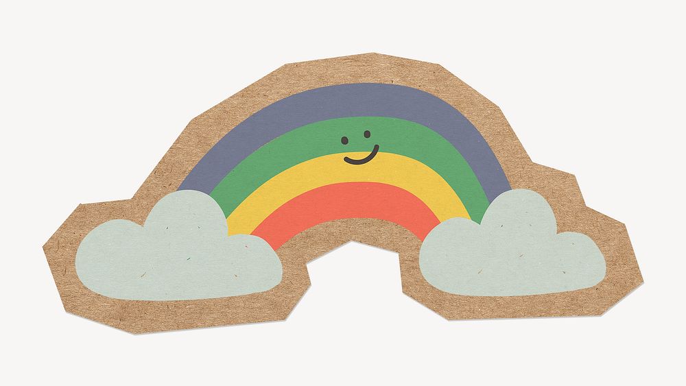 Smiling rainbow, cut out paper element