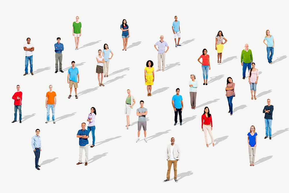 Crowd of people collage element psd
