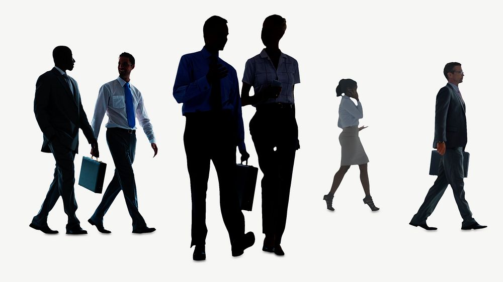 Business people silhouette collage element psd