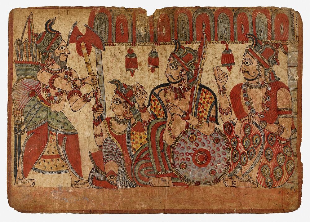 Unidentified Scene- Disguised Ghatotkacha Arriving at Vatsala's house (?), Scene from the Story of the Marriage of Abhimanyu…