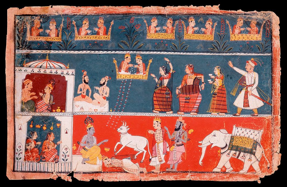 Indra Paying Homage to Krishna, Folio from a Bhagavata Purana (Ancient Stories of the Lord)