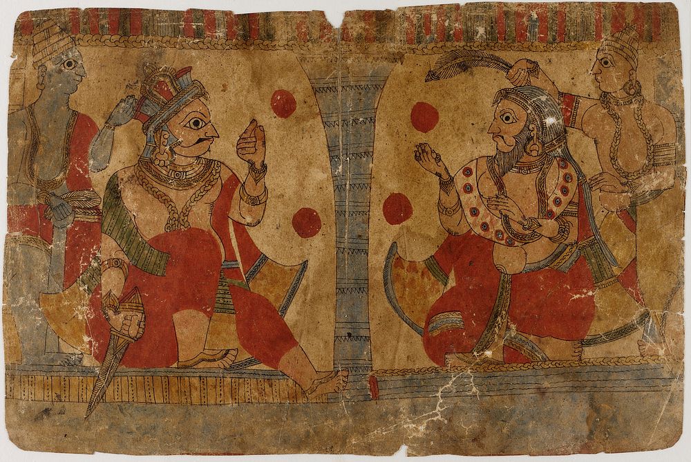 Abhimanyu Asks for His Father Arjuna's Chariot, Scene from the Story of the Marriage of Abhimanyu and Vatsala, Folio from a…