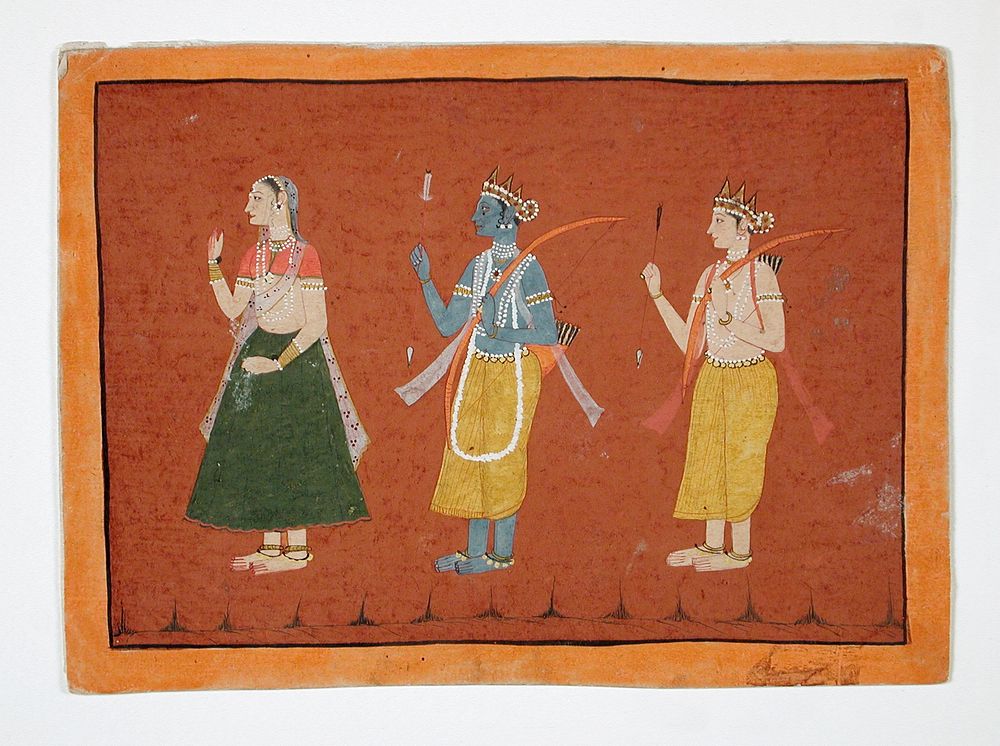 Rama, Sita, and Lakshmana, Folio from a Ramayana