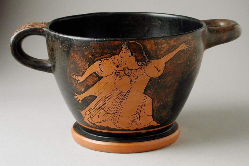 Red-Figure Skyphos with (A) Satyr and (B) Maenad