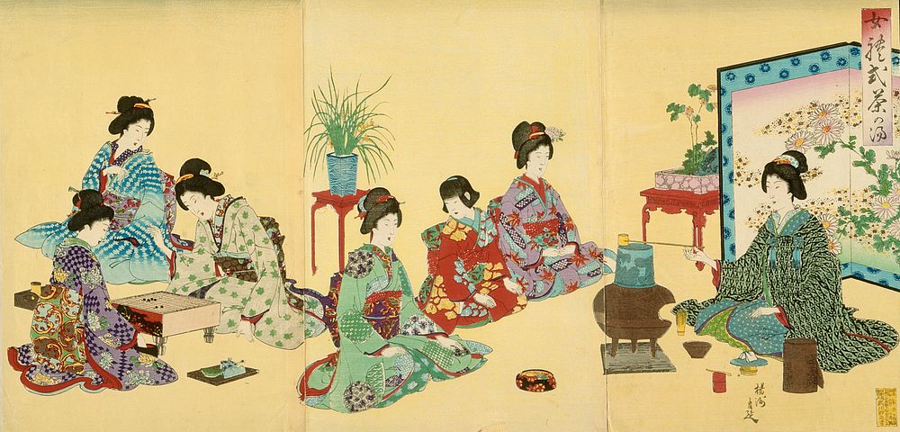 Gathering for Tea by Toyohara Chikanobu