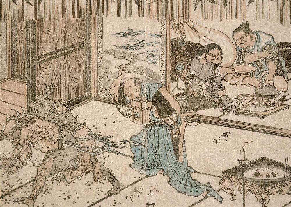 Chasing Out Demons at Lunar New Year by Katsushika Hokusai