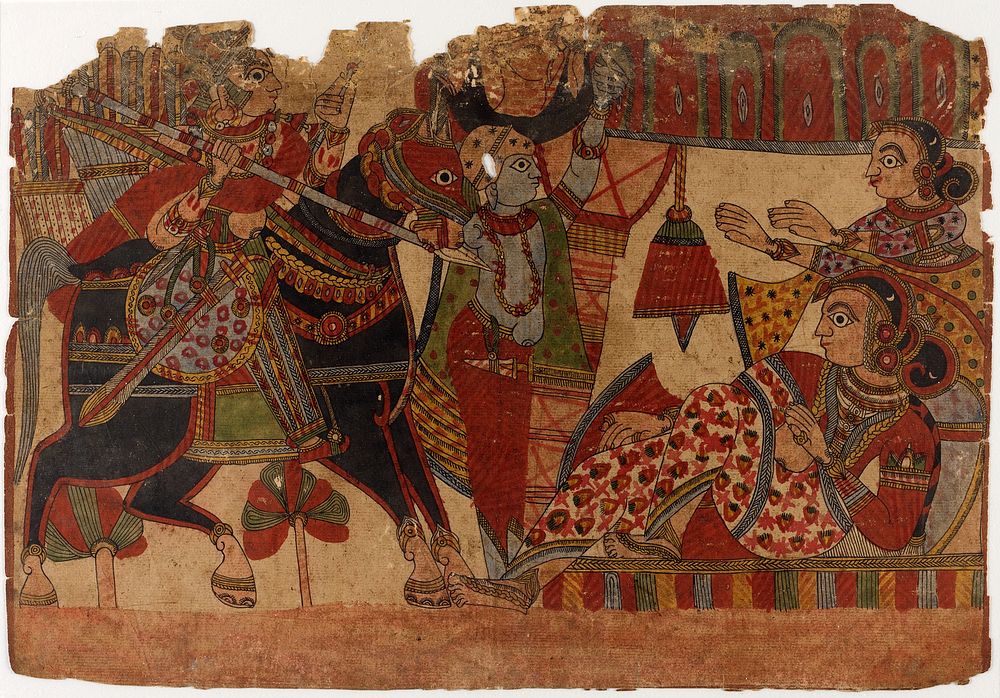 Abhimanyu Returns from a Hunting Trip to Find Subhadra in Distress, Scene from the Story of the Marriage of Abhimanyu and…