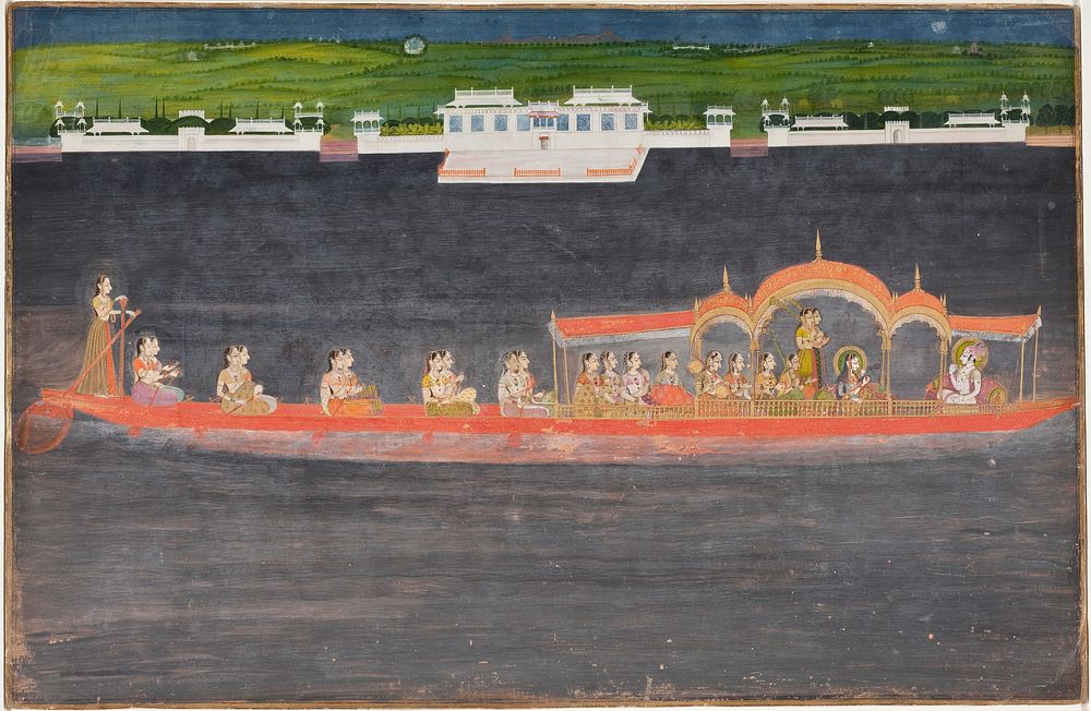 Savant Singh (Reigned 1748-1757) and Bani Thani in the Guise of Krishna and Radha Cruising on Lake Gundalao