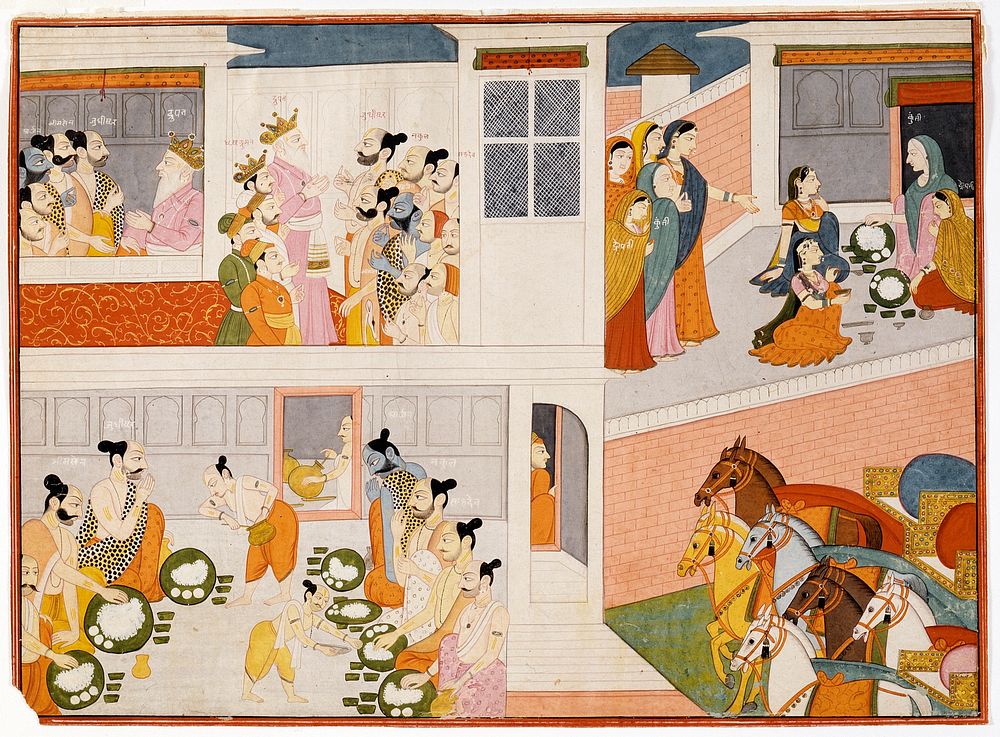 The Pandavas in King Drupad's Court, Folio from a Mahabharata ([War of the] Great Bharatas)