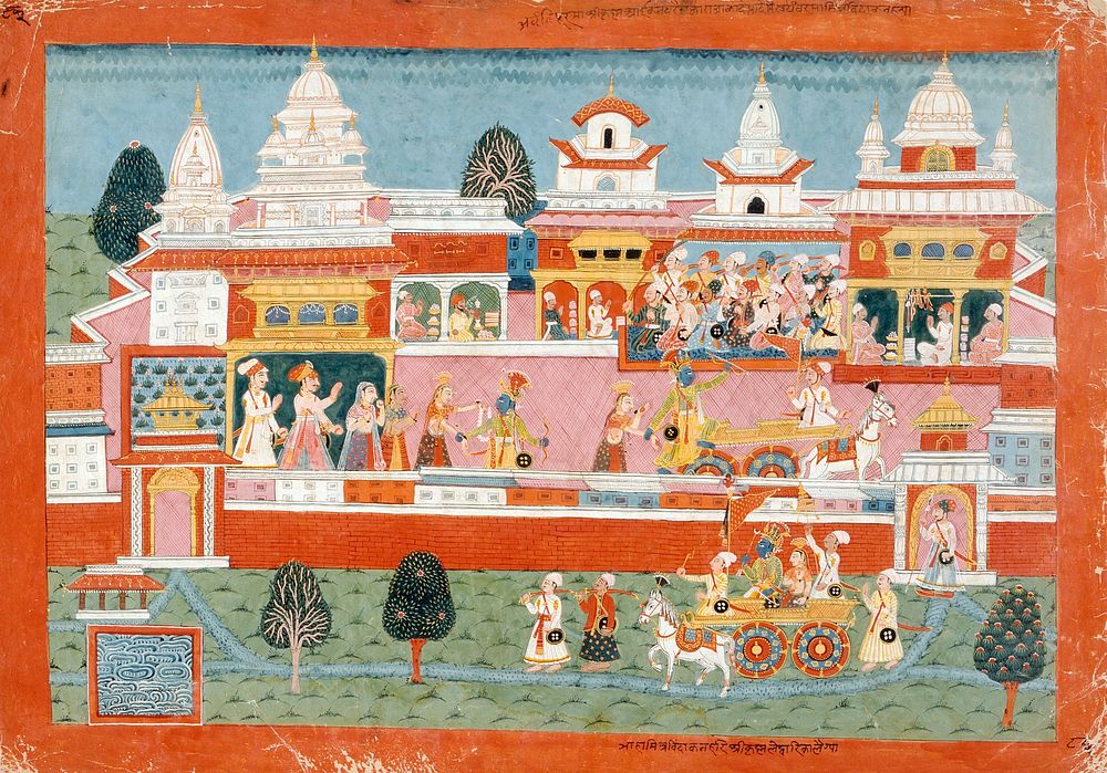 Krishna Abducts Mitravinda, Folio from a Bhagavata Purana (Ancient Stories of the Lord)