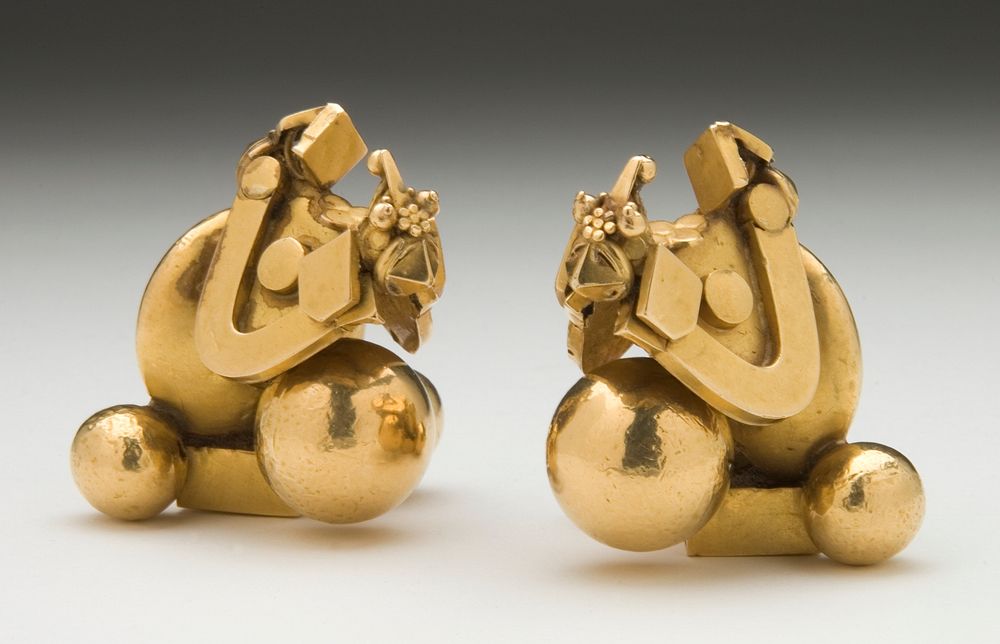 Pair of Earrings (pampadam) in an Abstract Form of Garuda