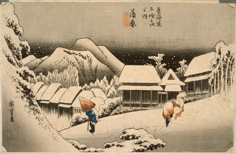 Evening Snow at Kanbara by Utagawa Hiroshige