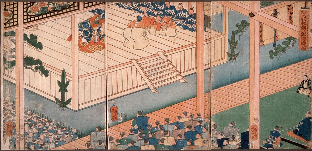 General of the Right Lord Yoritomo inspects a special Nō performance by Tsukioka Yoshitoshi