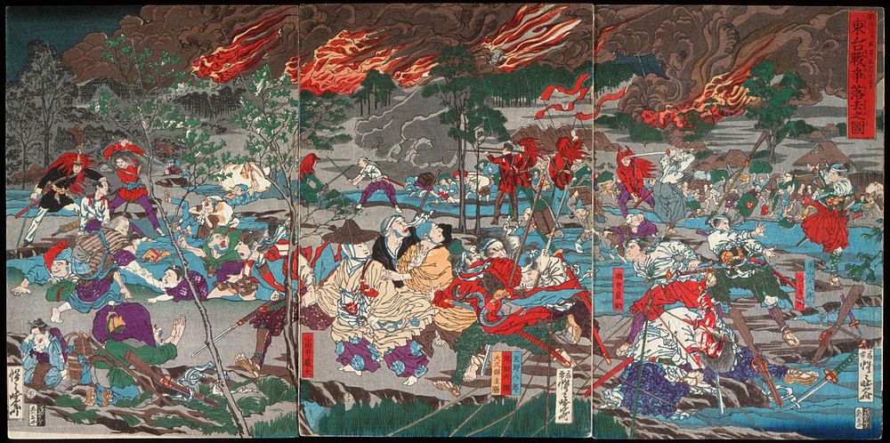 Defeat at the Battle of Ueno, on the fifteenth day of the fifth month of Meiji 1.(1868) by Kawanabe Kyōsai