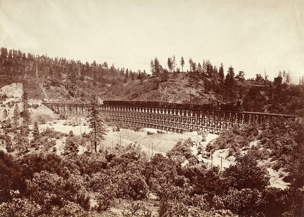 The Secret Town Trestle, Central Pacific Railroad, Placer County by Carleton E Watkins