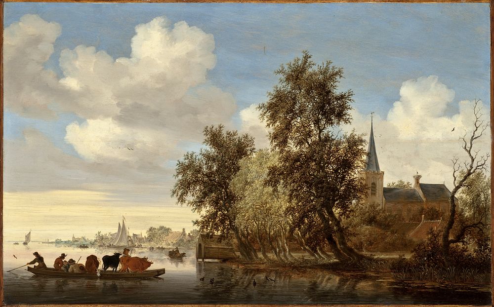 River Landscape with a Ferry by Salomon Jacobsz van Ruysdael