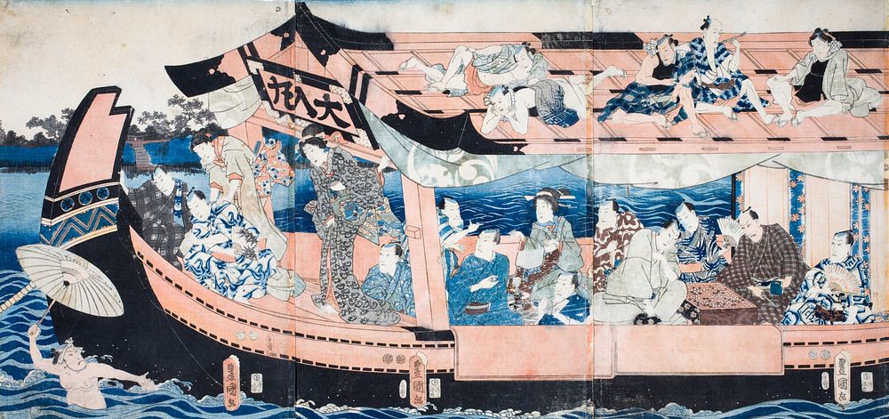 Actors on the Pleasure Boat Full House by Utagawa Kunisada