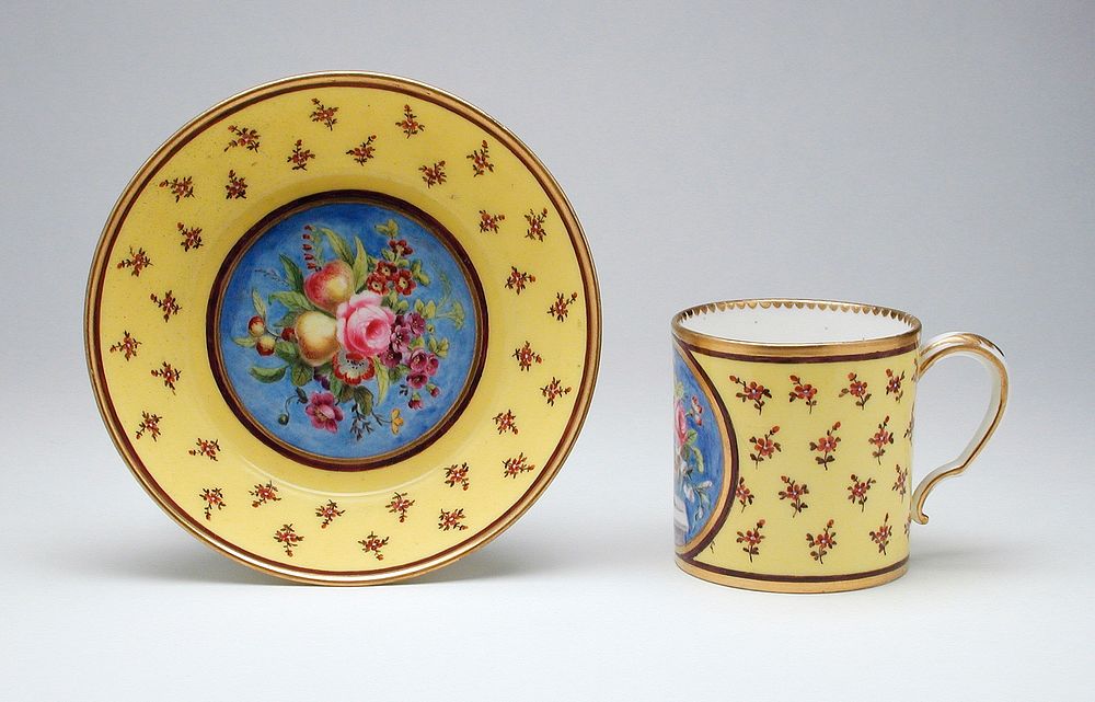 Two Coffee Cups and Two Saucers by Jean Baptiste Tandart and Royal Porcelain Manufactory