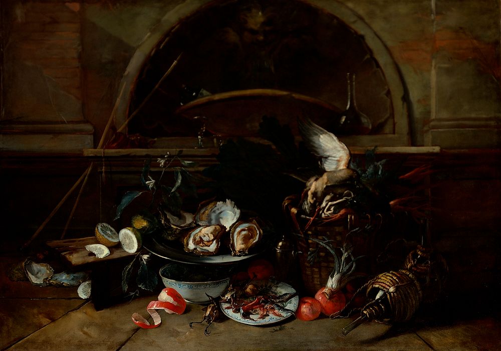 Still Life with Bottles and Oysters by Nicola van Houbraken