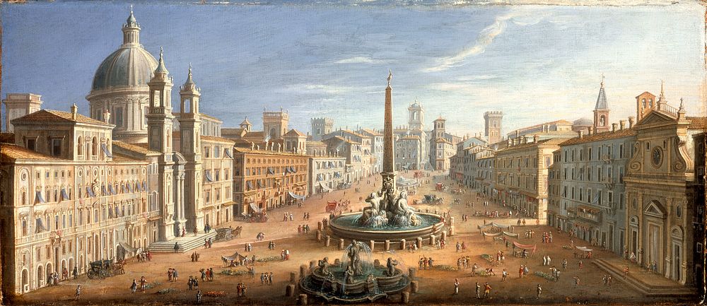 View of the Piazza Navona, Rome by Hendrik Frans van Lint