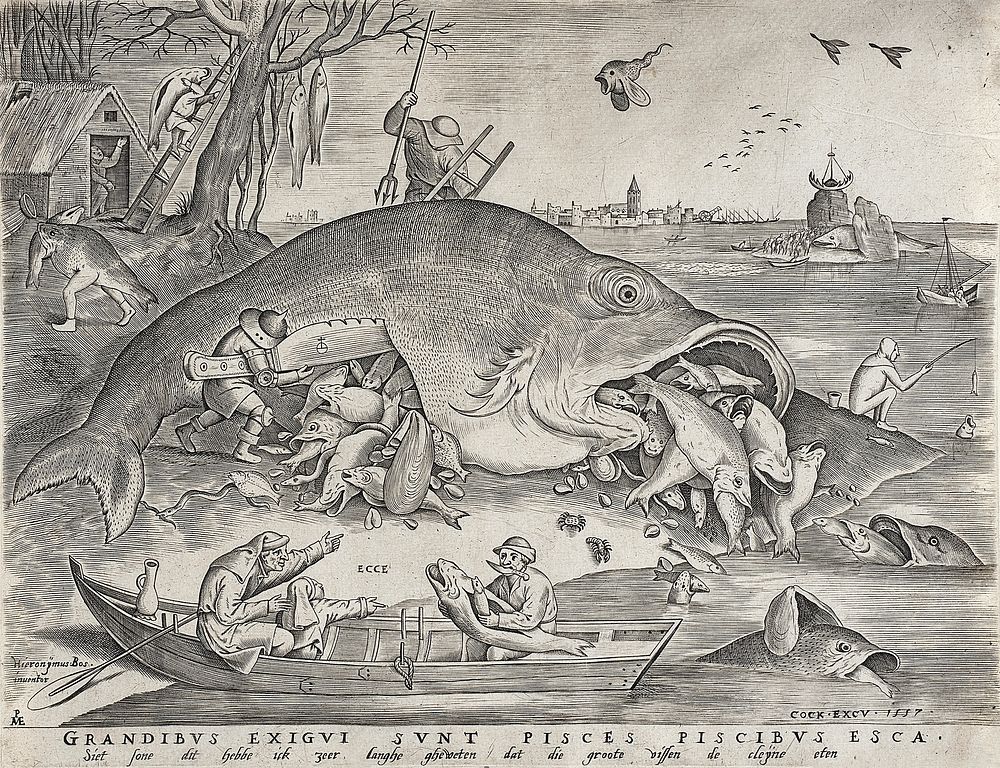 Big Fish Eat Little Fish by Hieronymus Cock, Pieter van der Heyden and Pieter Bruegel the Elder