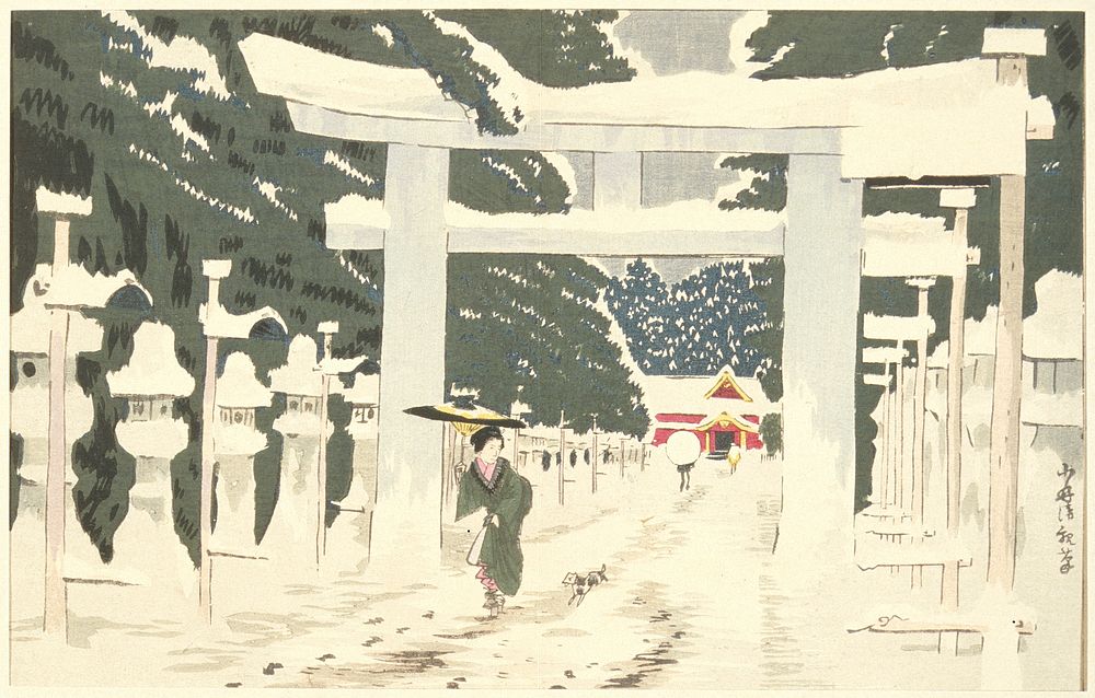 Heavy Snow at Tōshōgū Shrine in Ueno by Kobayashi Kiyochika
