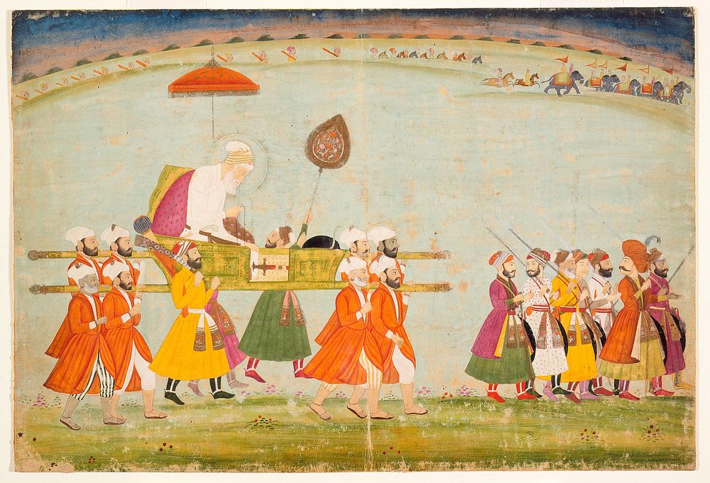 Emperor Aurangzeb Carried on a Palanquin