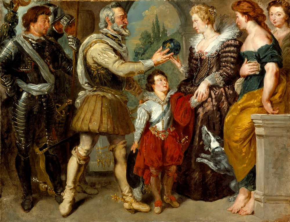 Henri IV Conferring the Regency upon Marie de' Medici (after Rubens) by Eugène Delacroix