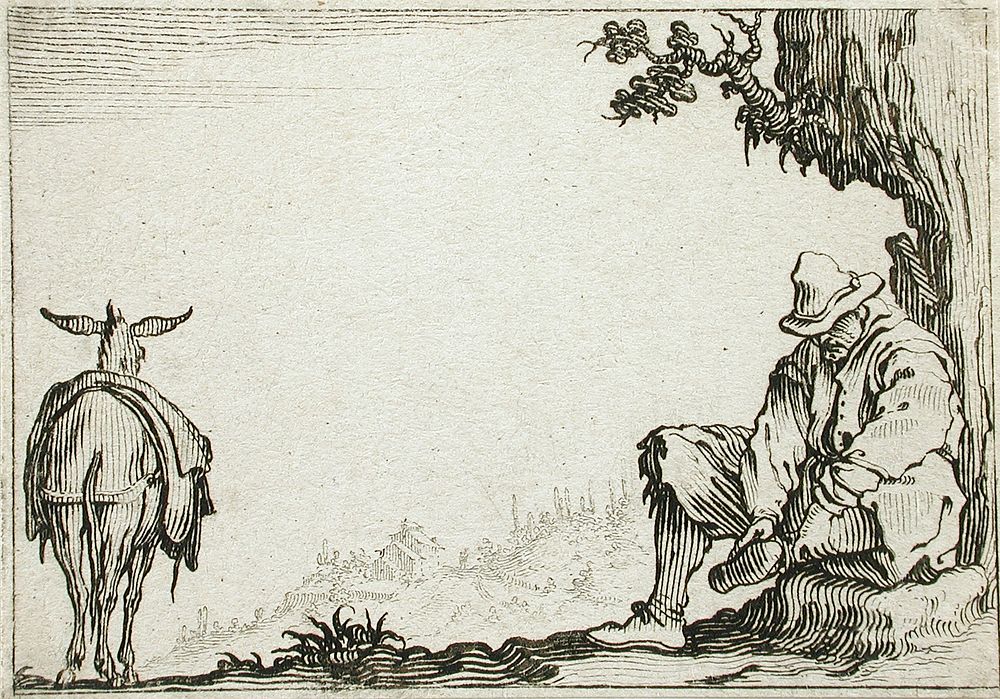 A Peasant Removing his Shoes by Jacques Callot