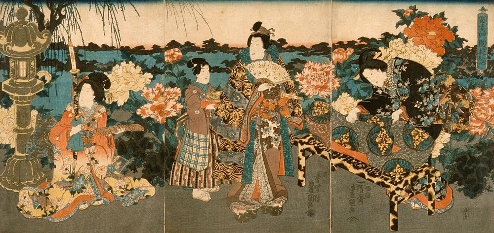 Visiting the Peony Garden by Utagawa Kunisada