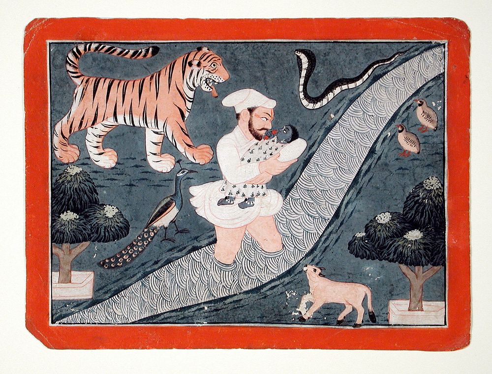 Sidh Sen (reigned 1684-1727) as Vasudeva Carrying Krishna over the Yamuna River