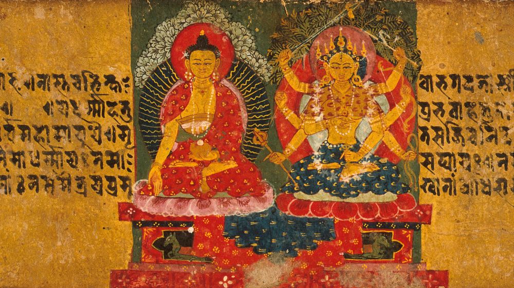 A Buddha with a Pancharaksha Goddess, Folio from a Pancharaksha (The Five Protective Charms)