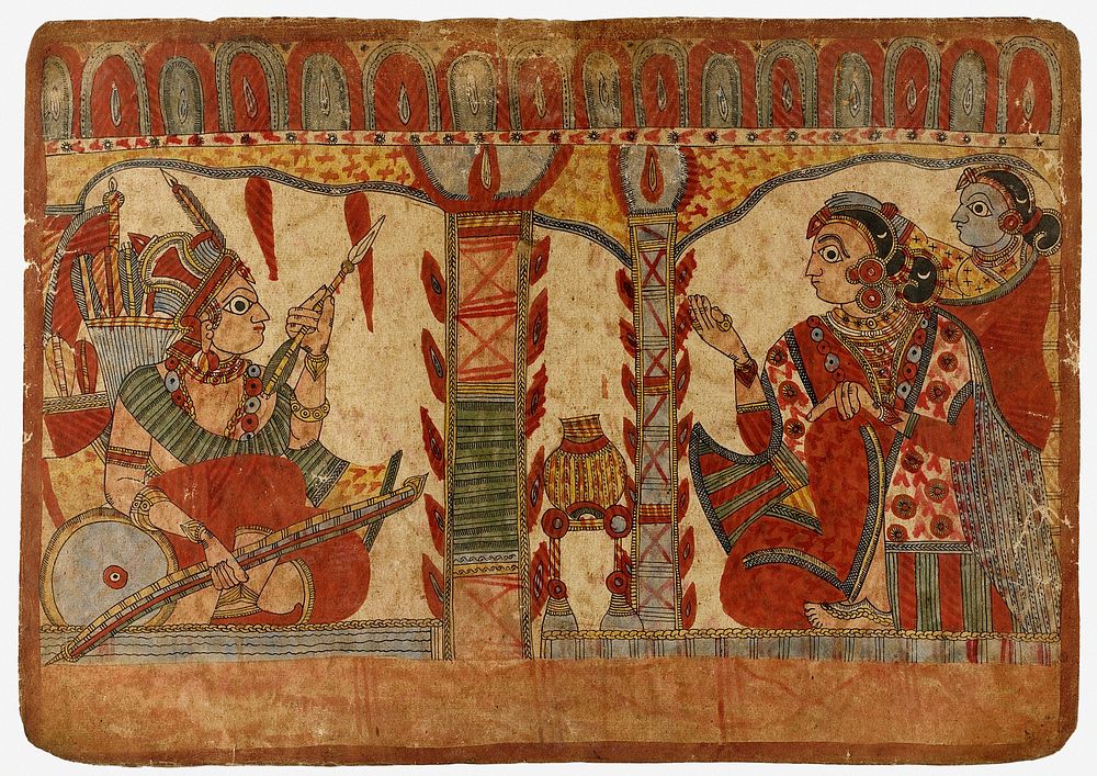 Subhadra Tells Abhimanyu that his Engagement to Vatsala has been Annulled, Scene from the Story of the Marriage of Abhimanyu…